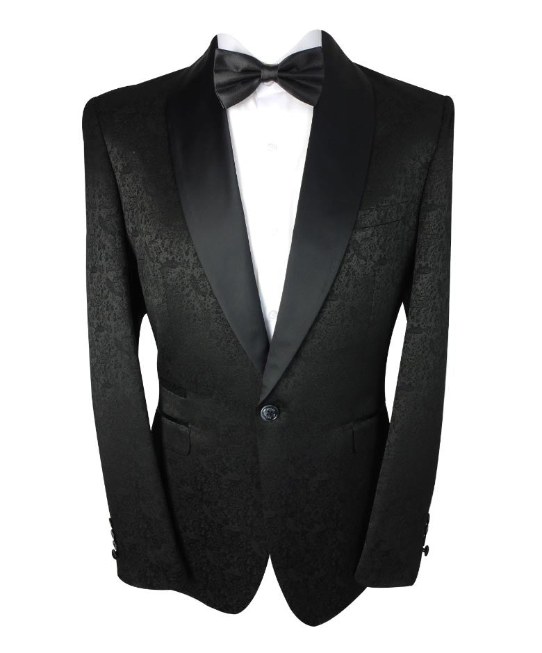 Men's Bella Slim Fit Tuxedo Shawl Lapel Suit - Black