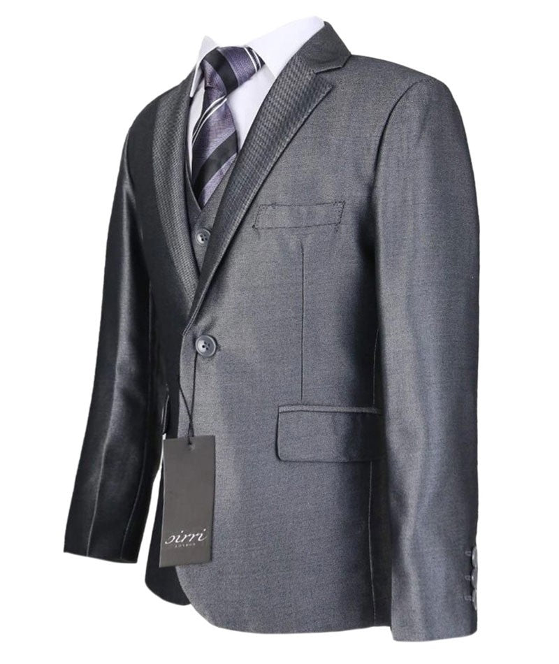 Boys Wedding Silver Suit Set - Dark Silver