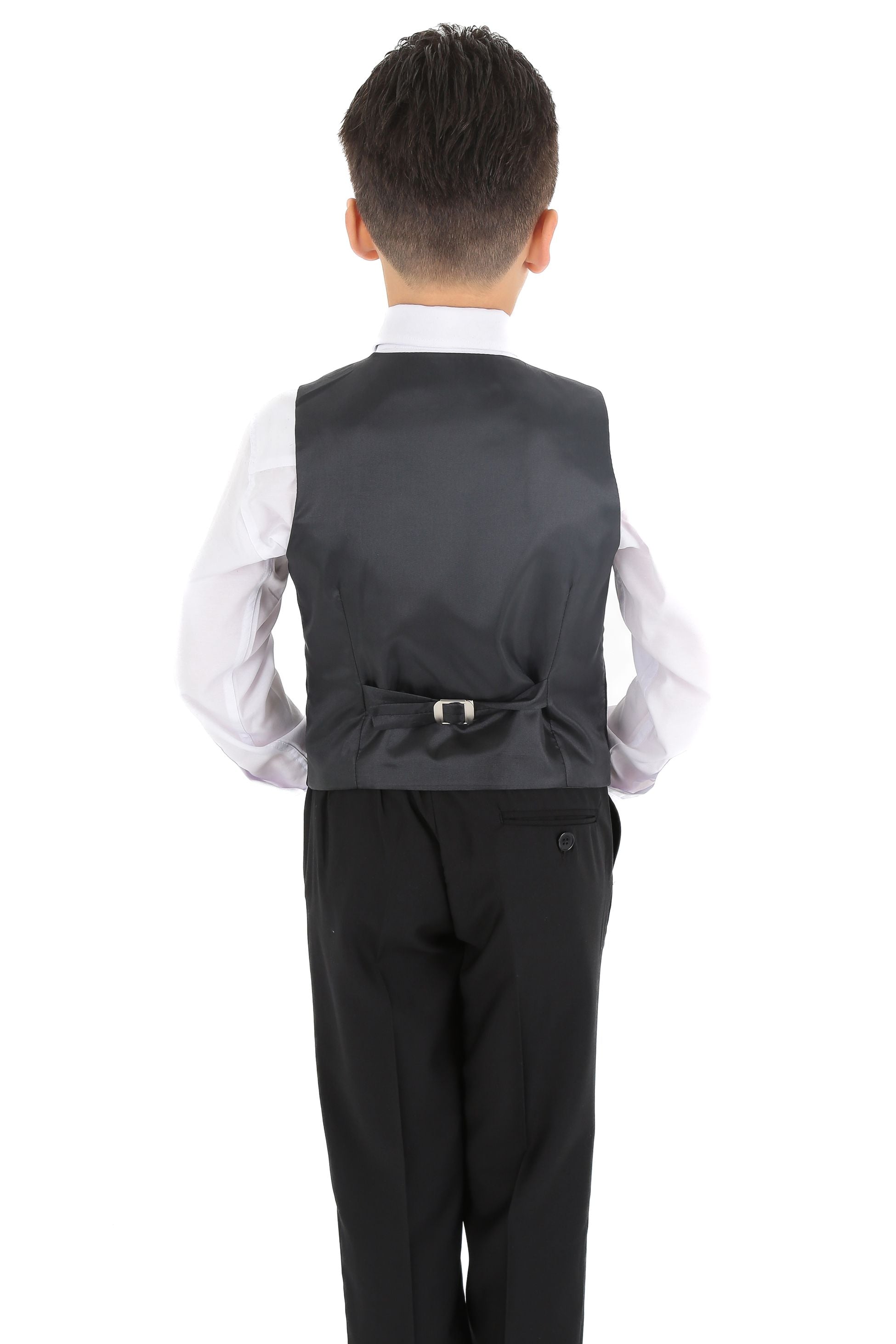 Boys Tuxedo Suit - Corduroy Velvet Waistcoat & shawl lapel - Black