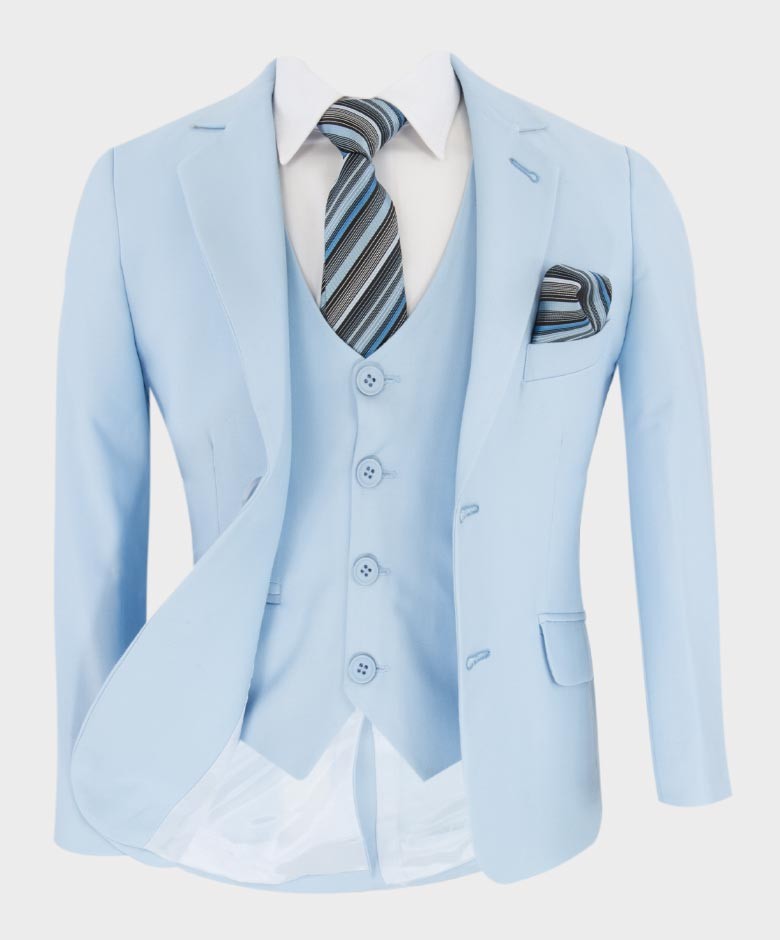 Boys Solid Tailored Fit Communion Suit Set - Light Blue