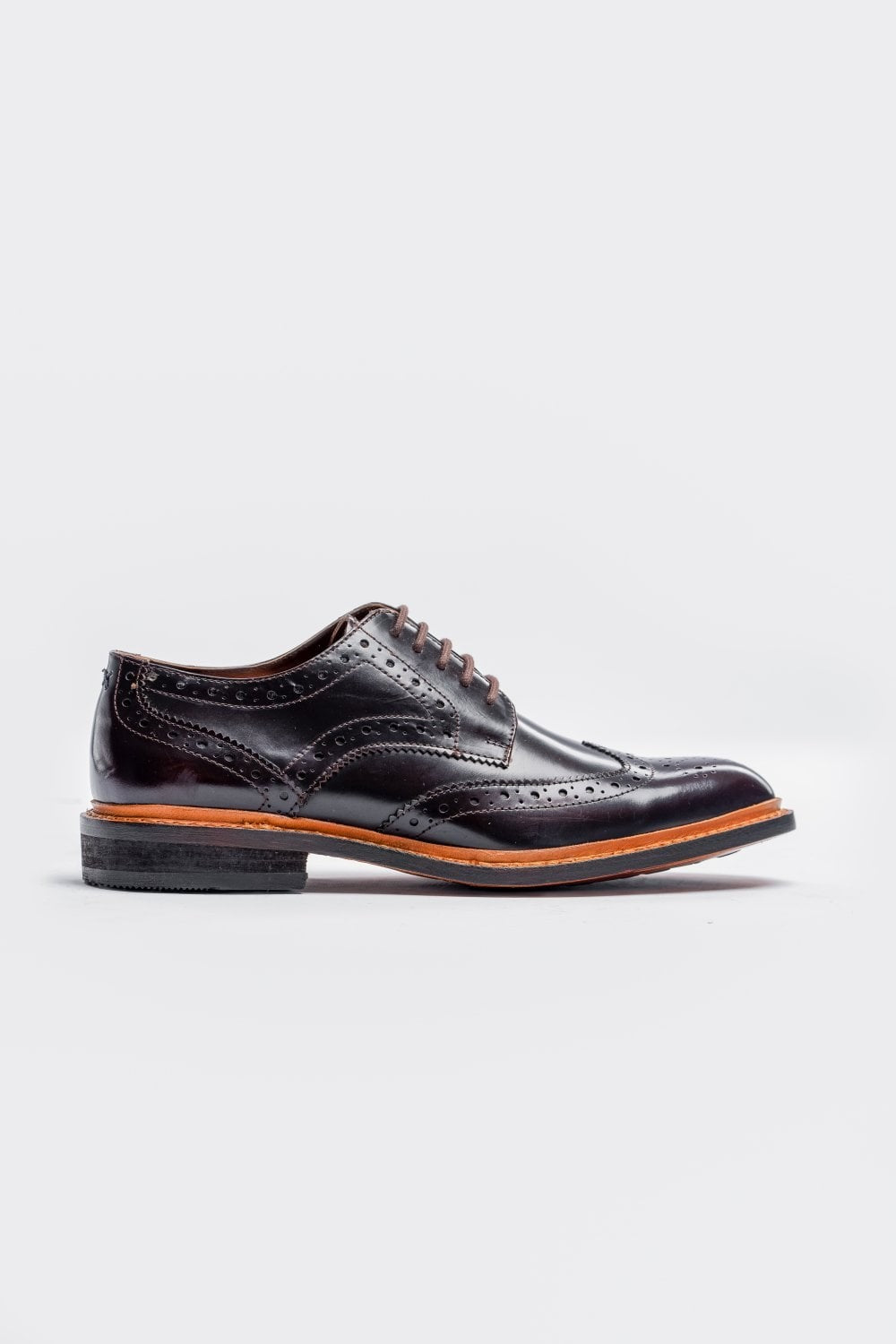 Men's Wingtip Brogue Lace Up Shoes - MERTON - Burgundy