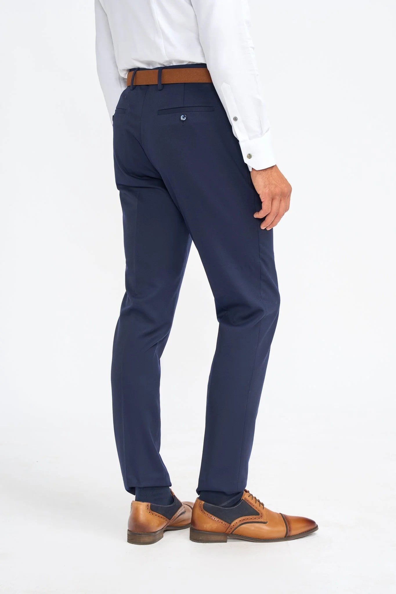 Men’s Wool Slim Fit Formal Trousers - James - Navy Blue