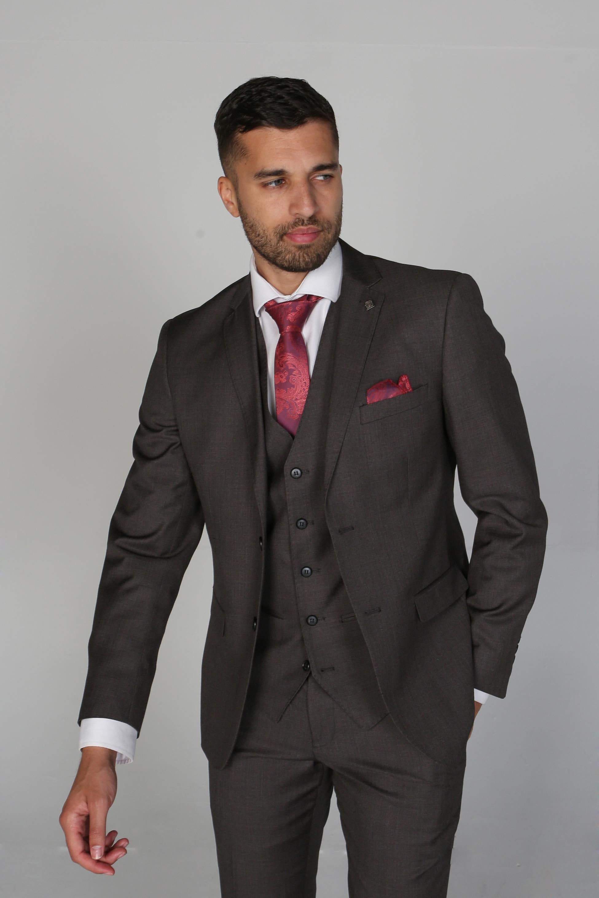 Men's Tailored Fit Formal Suit  - CHARLES - Charcoal Grey