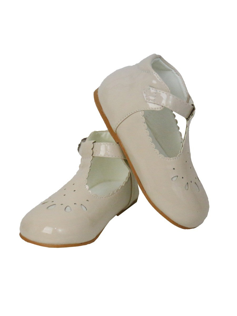 Girls Bridesmaid Perforated Shoes - Ivory