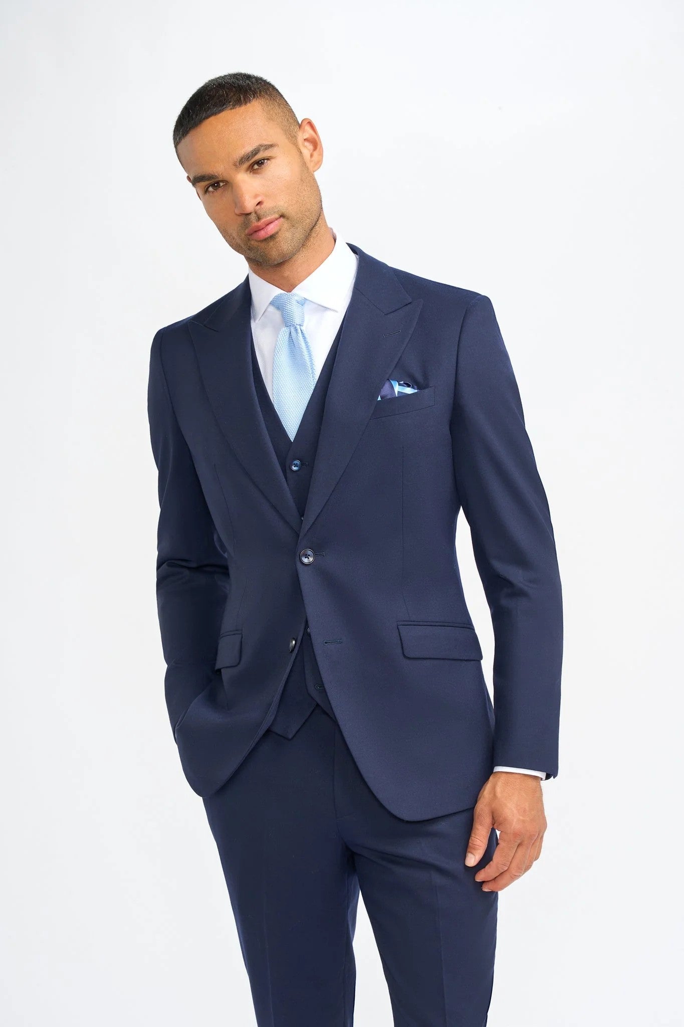 Men’s 3-Piece Wool Slim Fit Formal Suit - James - Navy Blue