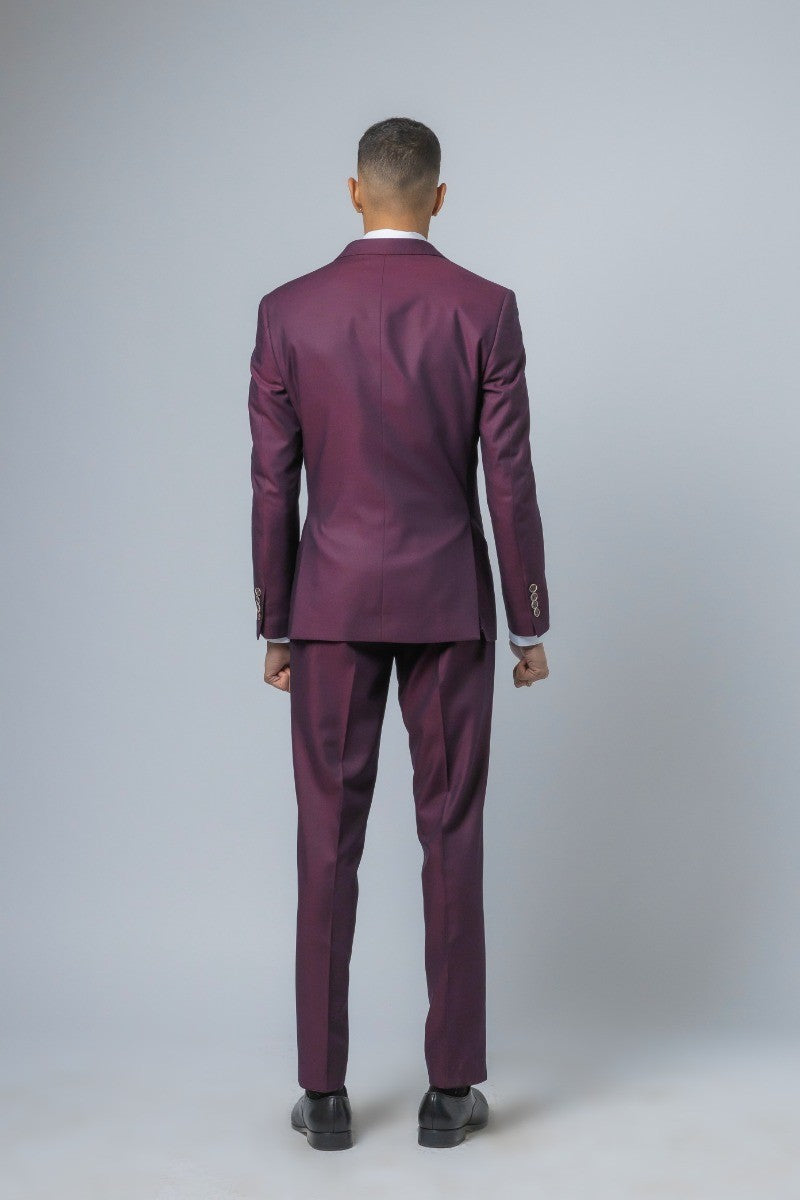 Men's Lincoln Slim Fit Burgundy Suit - Burgundy