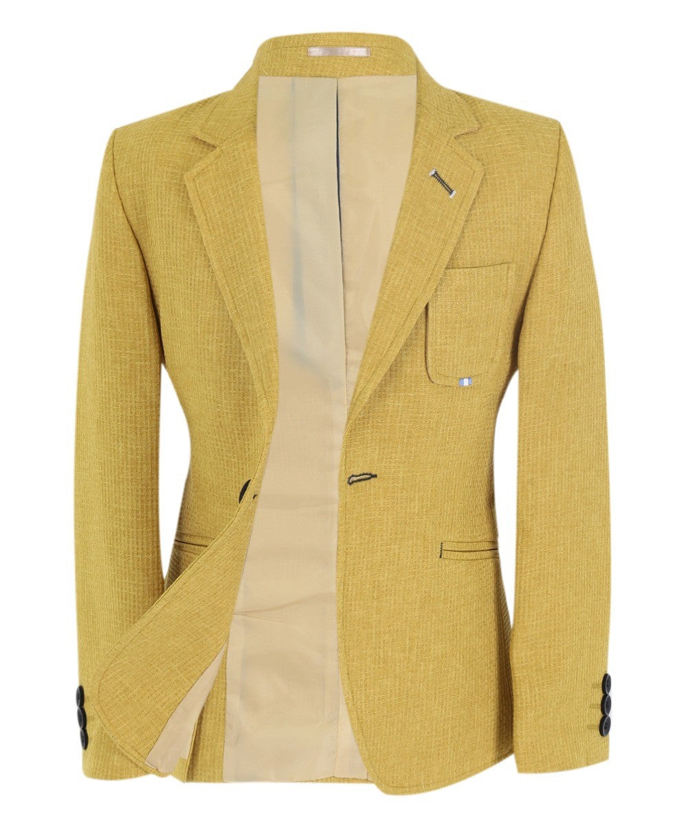 Boys Slim Fit Twill Formal Blazer - TERRY - Mustard