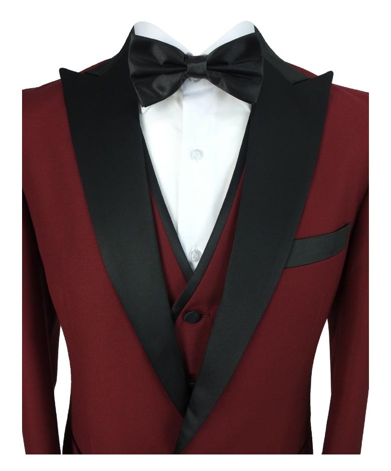 Men's Burgundy Tuxedo Dinner Suit - REGENT - Burgundy