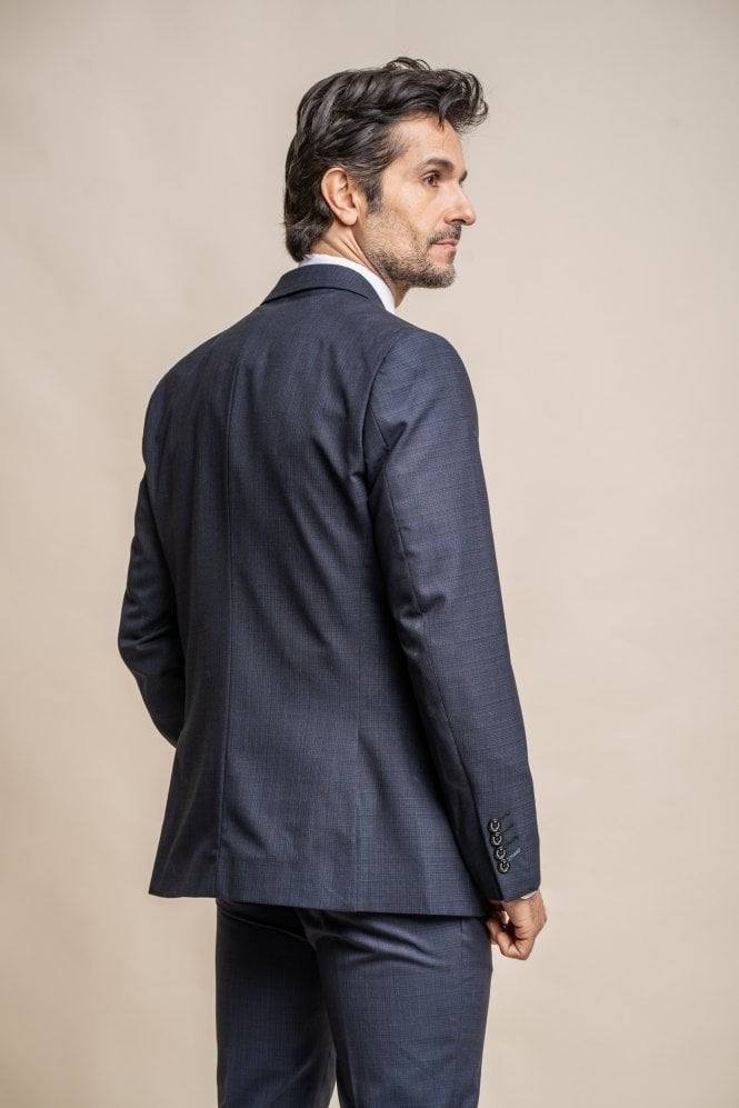 Men's Slim Fit Navy Suit Jacket - SEEBA - Navy Blue