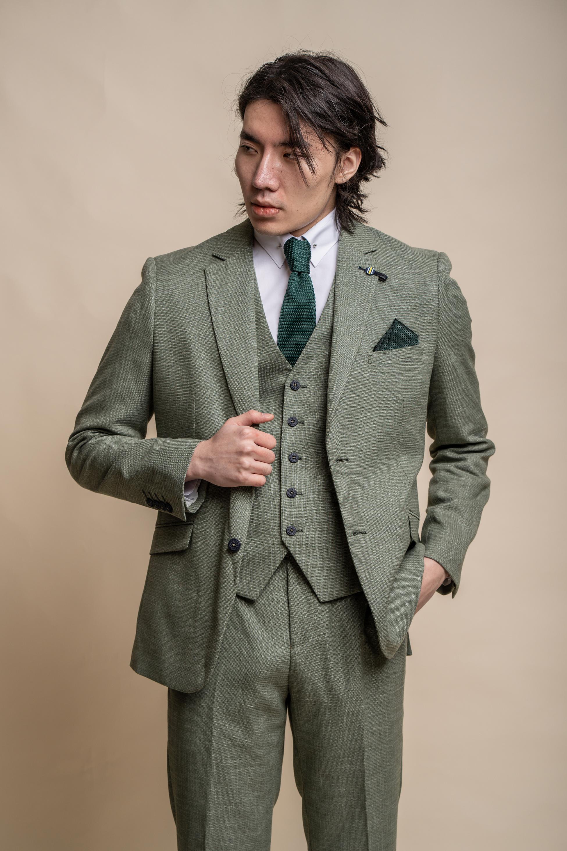 Men's Slim Fit Formal Suit - MIAMI Sage - Sage Green