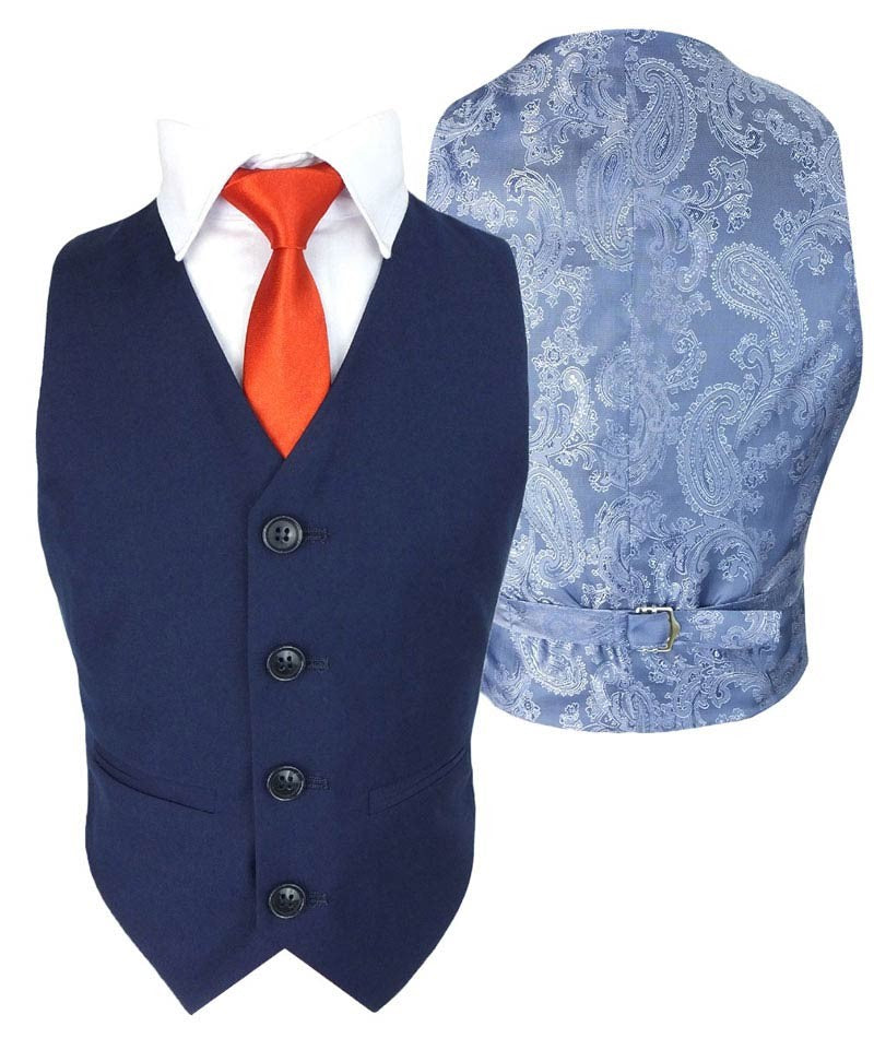 Boys Slim Fit Formal Blue Suit - Blue