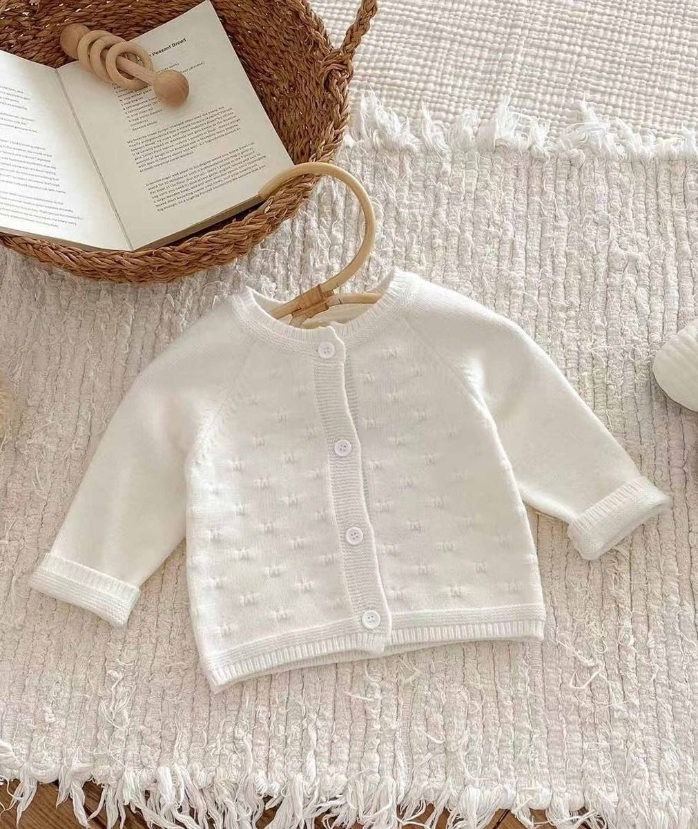 Baby Girls Vintage Ivory Knitted Cardigan - 2405 - Ivory