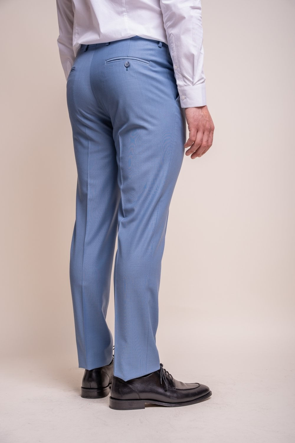 Men's Wool Blend Slim Fit Trousers- BOND - Ocean Blue