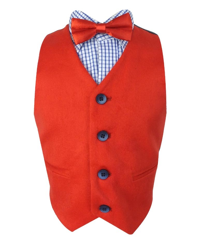 Boys Soft Suede Red Suit Set with Elbow Patches - Red -Blue