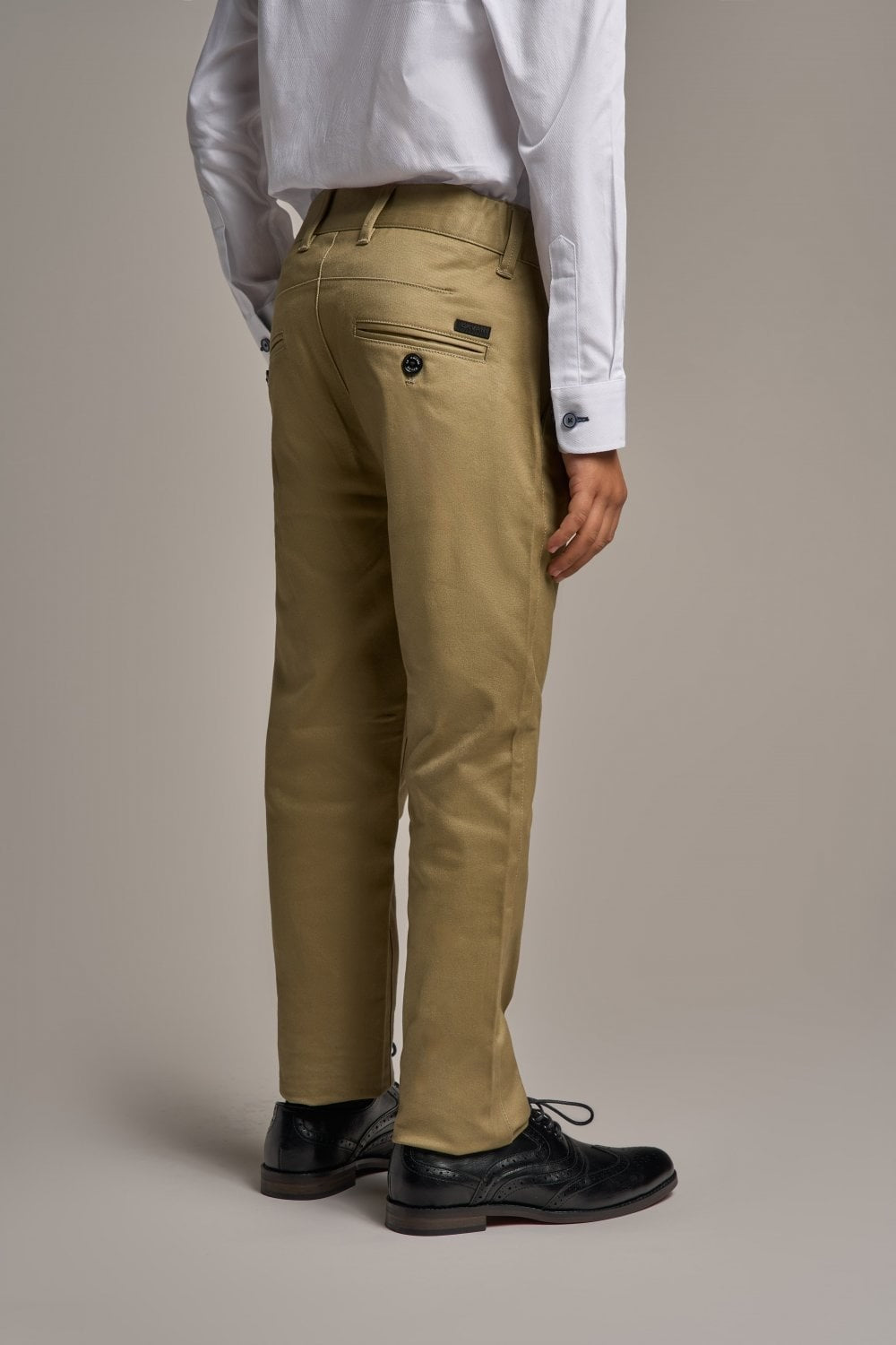 Boys Slim Fit Cotton Chino Trousers - DAKOTA - Khaki Brown