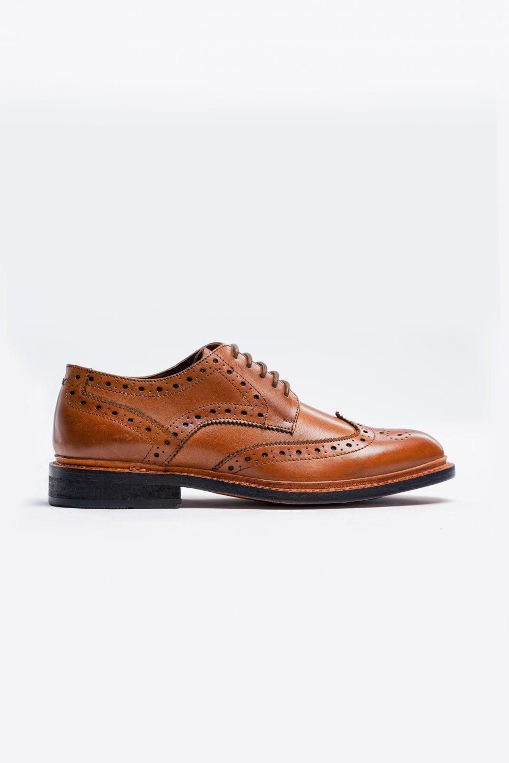 Men's Wingtip Brogue Lace Up Shoes - MERTON - Tan Brown