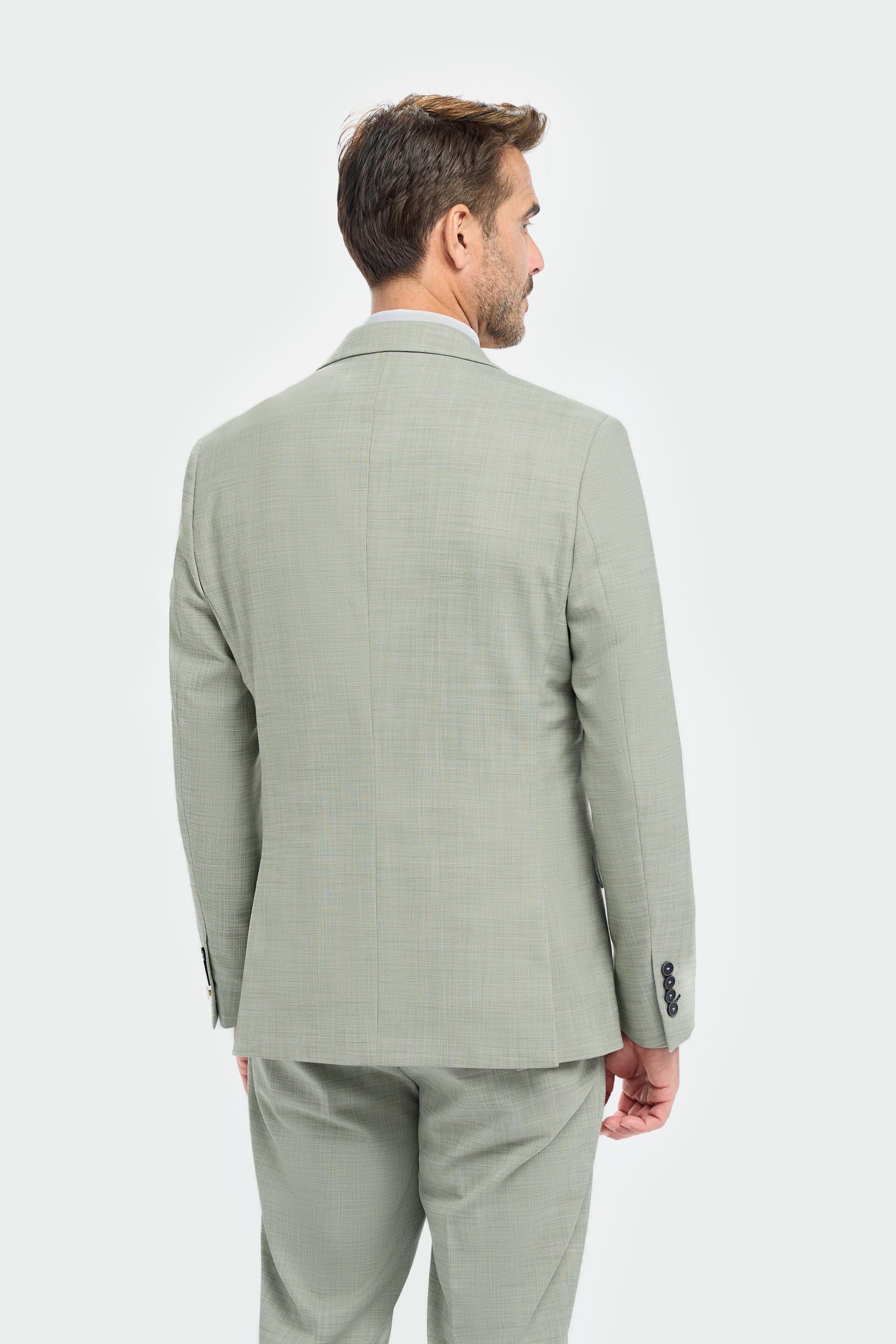 Men’s Sage Green Textured Suit Jacket - Camden - Sage Green