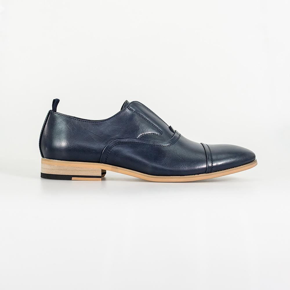 Men's Slip On Loafer Leather Shoes - CARLOTTA - Navy Blue