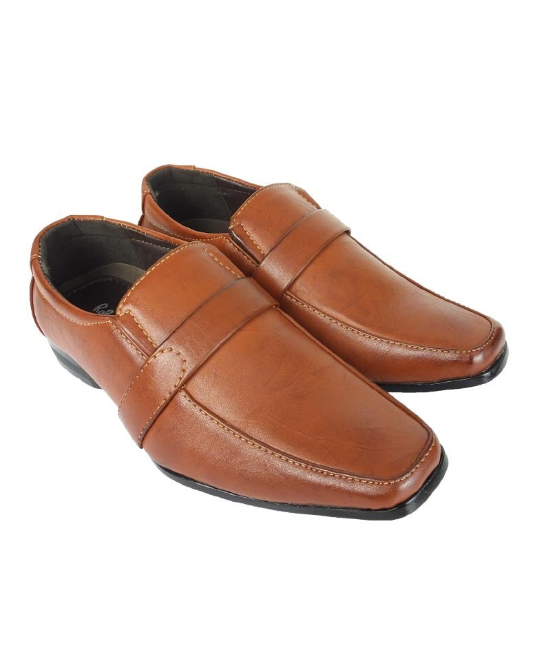 Boys Formal Slip On Tan Shoes - Tan Brown