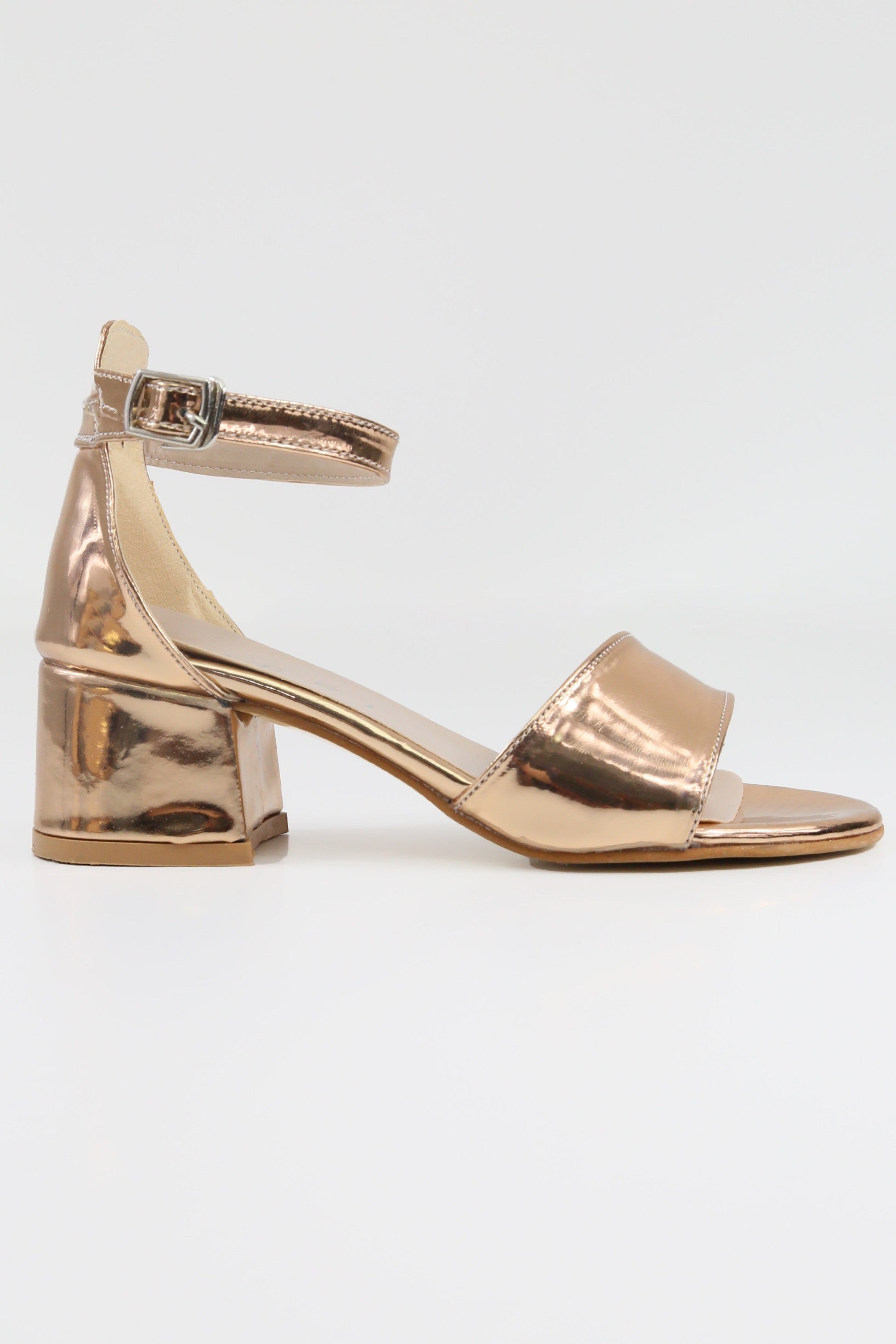 Girls Iridescent Block Heels Patent Sandals - NOVA - Gold