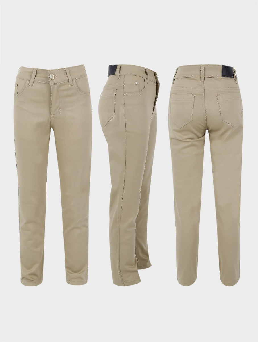 Boys Casual Stretch Chino Trousers - Beige