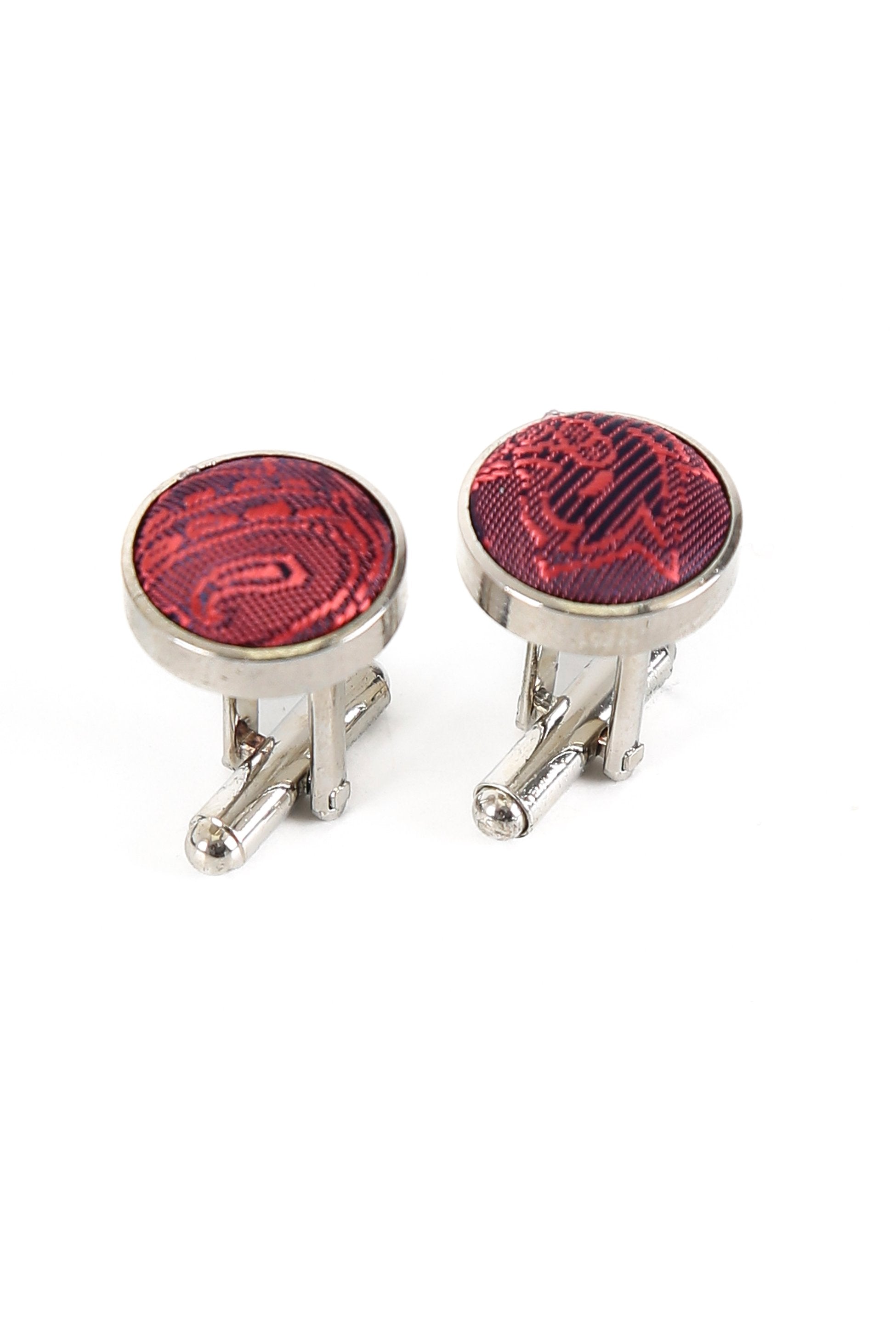 Men's Paisley Tie Cufflink Set - Burgundy