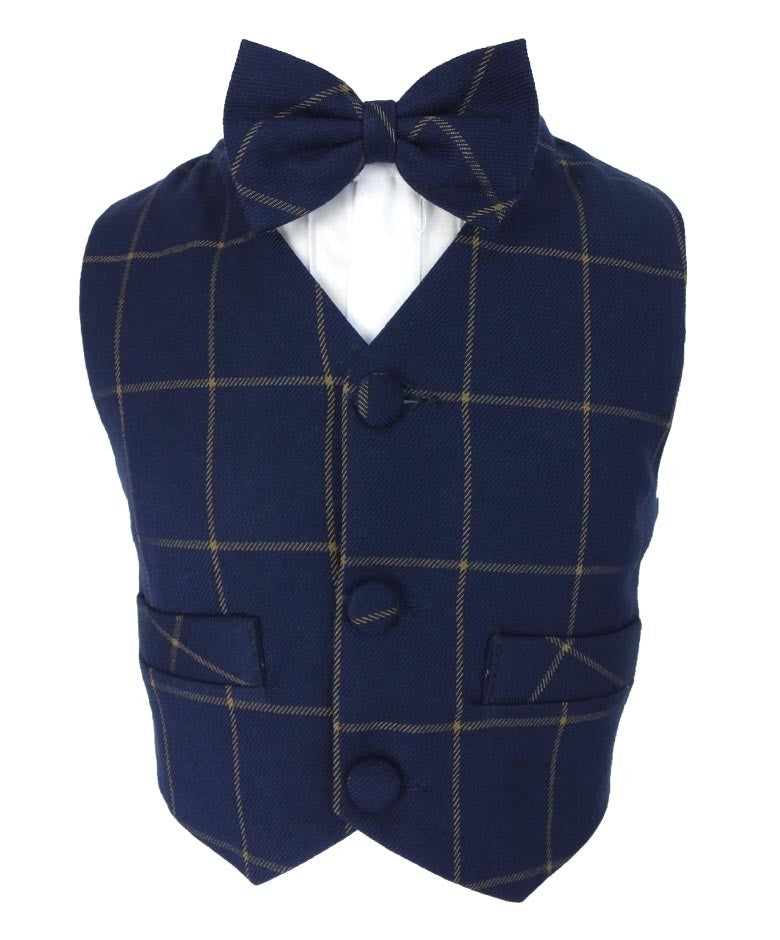 Baby Boys Vintage Windowpane Check Suit Set - Navy Blue