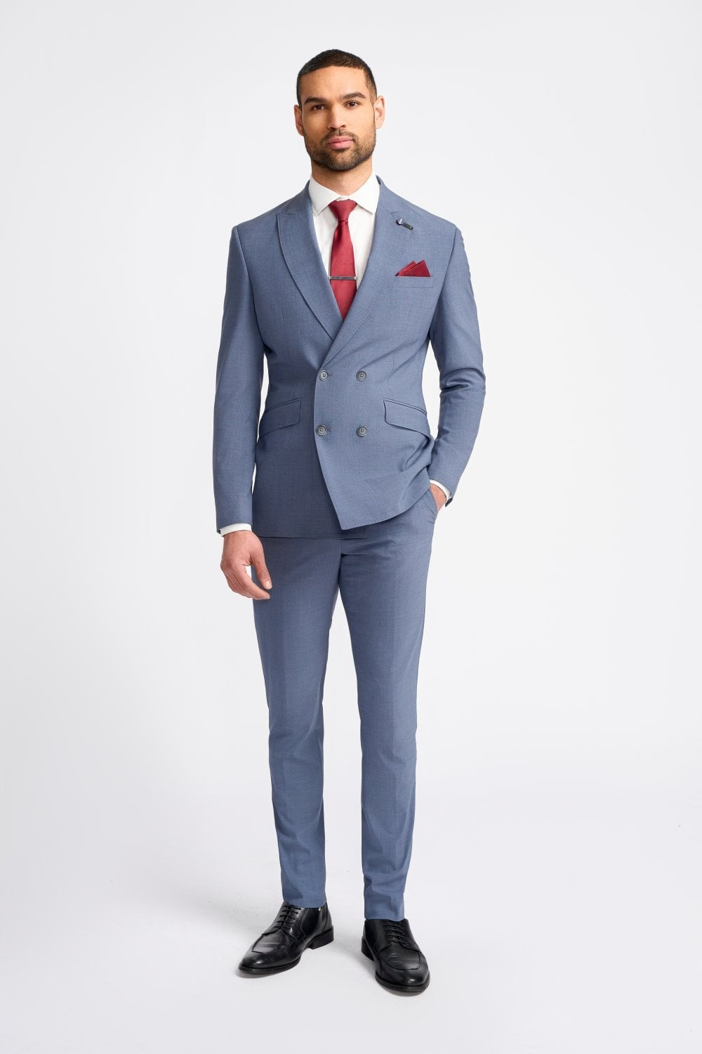 Men’s Wool Mix Double Breasted Slim Fit Suit – VICTORIOUS - Dove