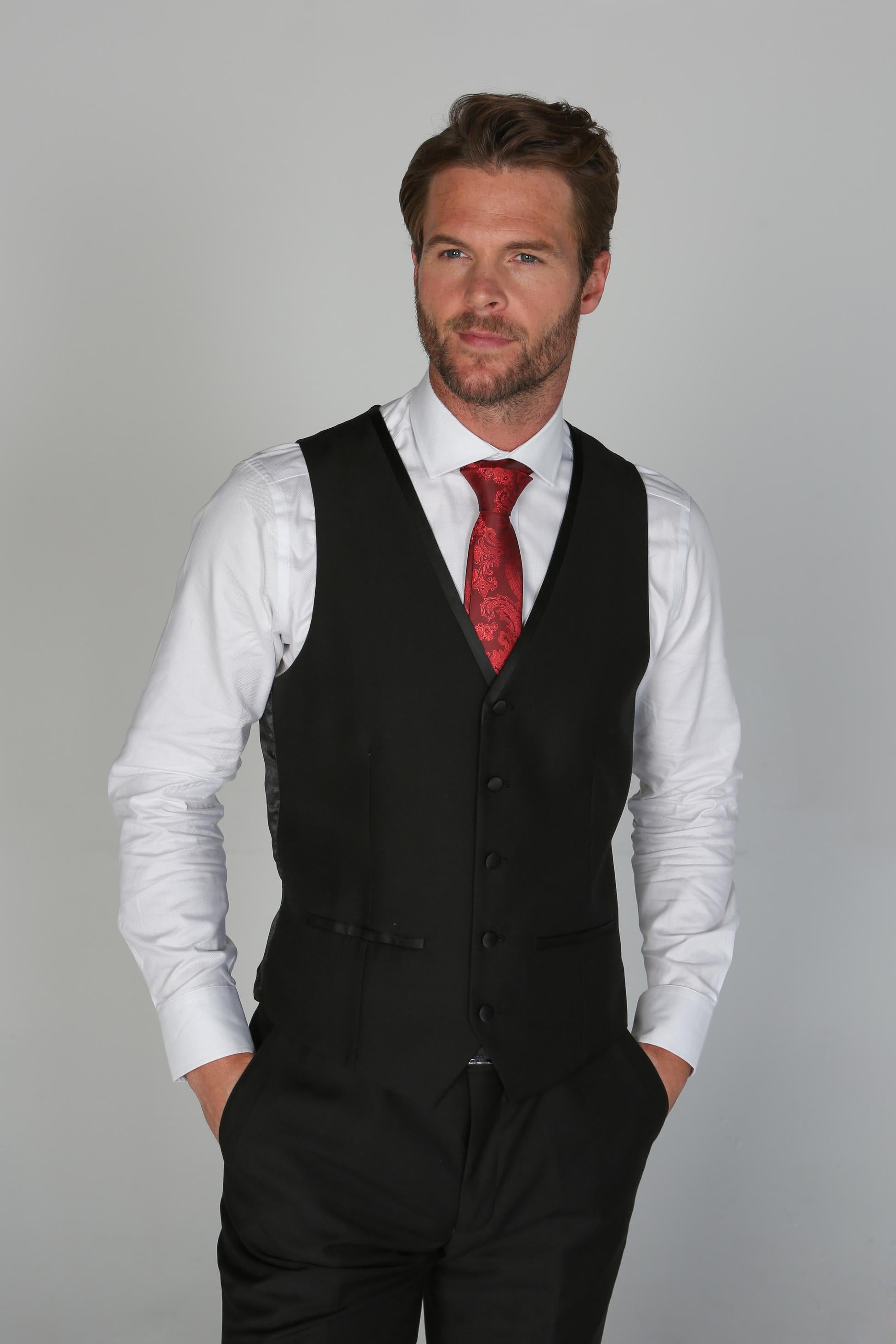 Men's Tuxedo Dinner Suit Waistcoat - HARRY Black - Black