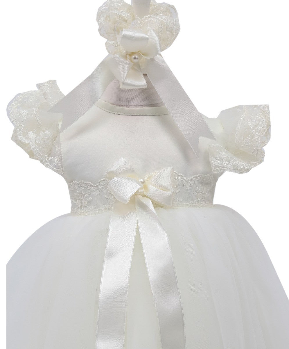 Baby Girls Ruffle Lace White Dress - CHRISTINA - White