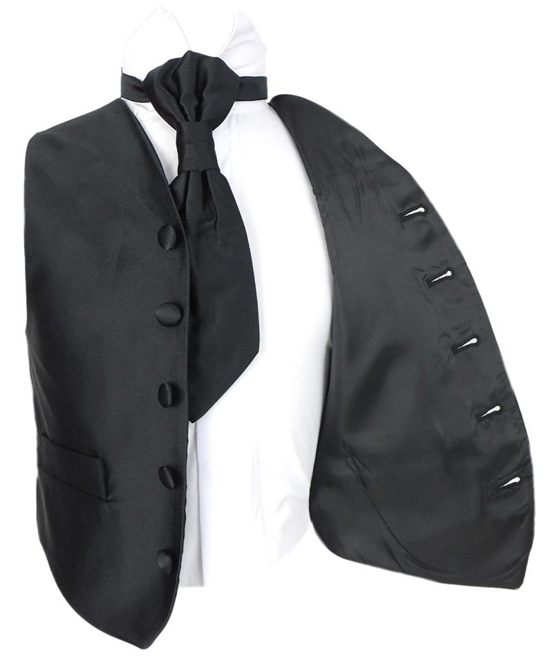 Boys Satin Waistcoat & Cravat Set - Black