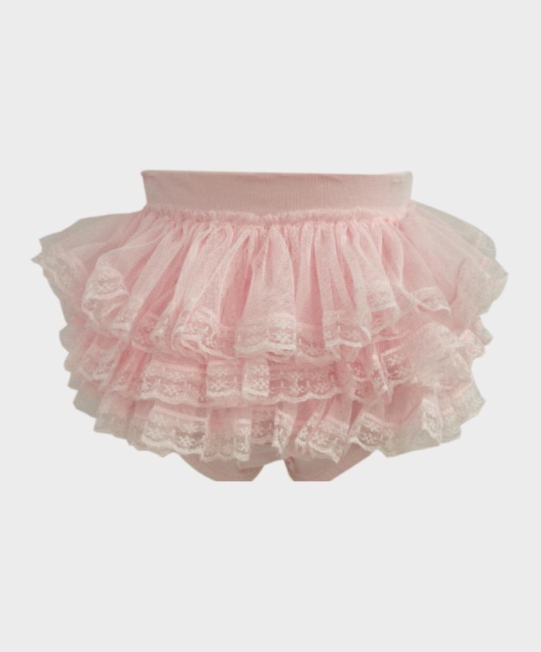 Baby Girls Ruffled Lace  bloomers - Pink