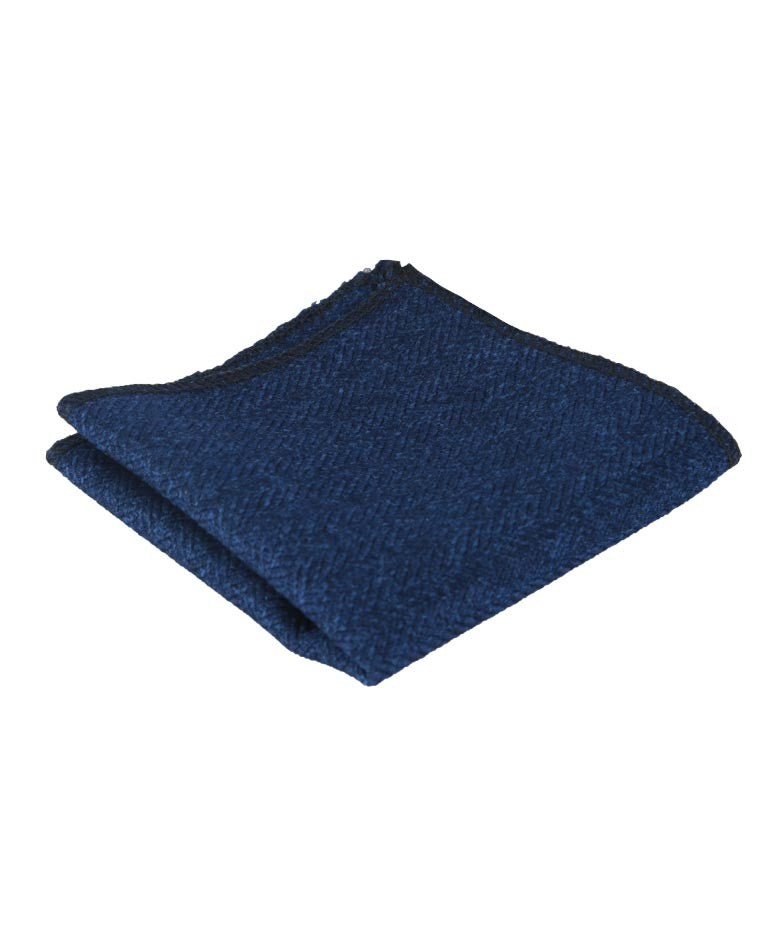 Men's & Boys Herringbone Tweed Pocket Handkerchief - Navy