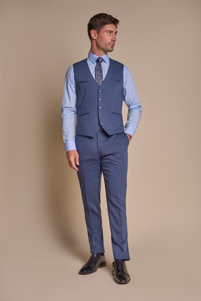 Men's Slim Fit Blue Formal Waitcoat - SPECTER