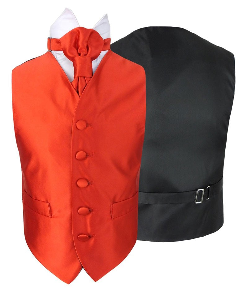 Boys Satin Waistcoat & Cravat Set - Red