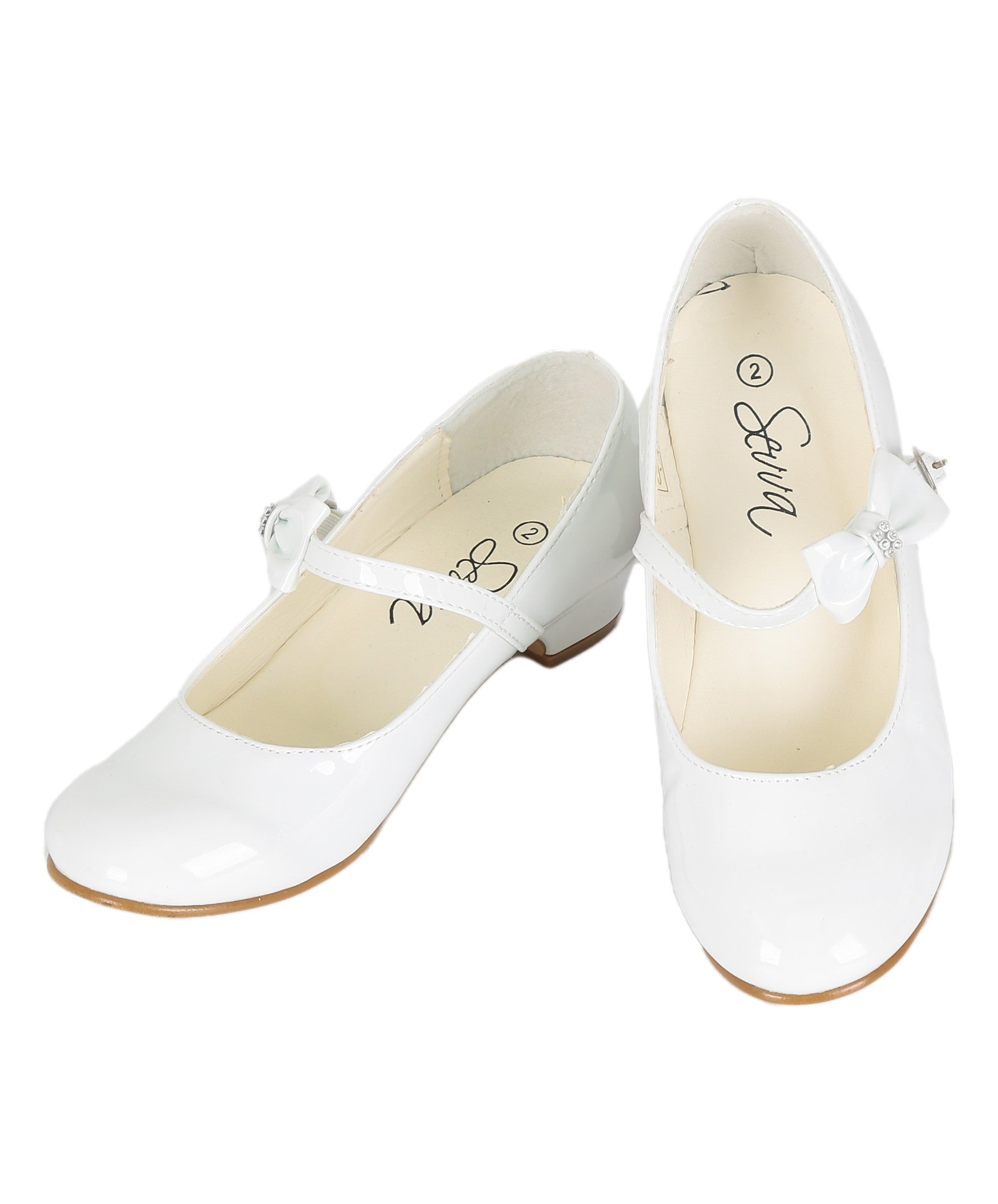 Girls Medium Heel Patent Mary Jane Shoes -DANIELLE - White