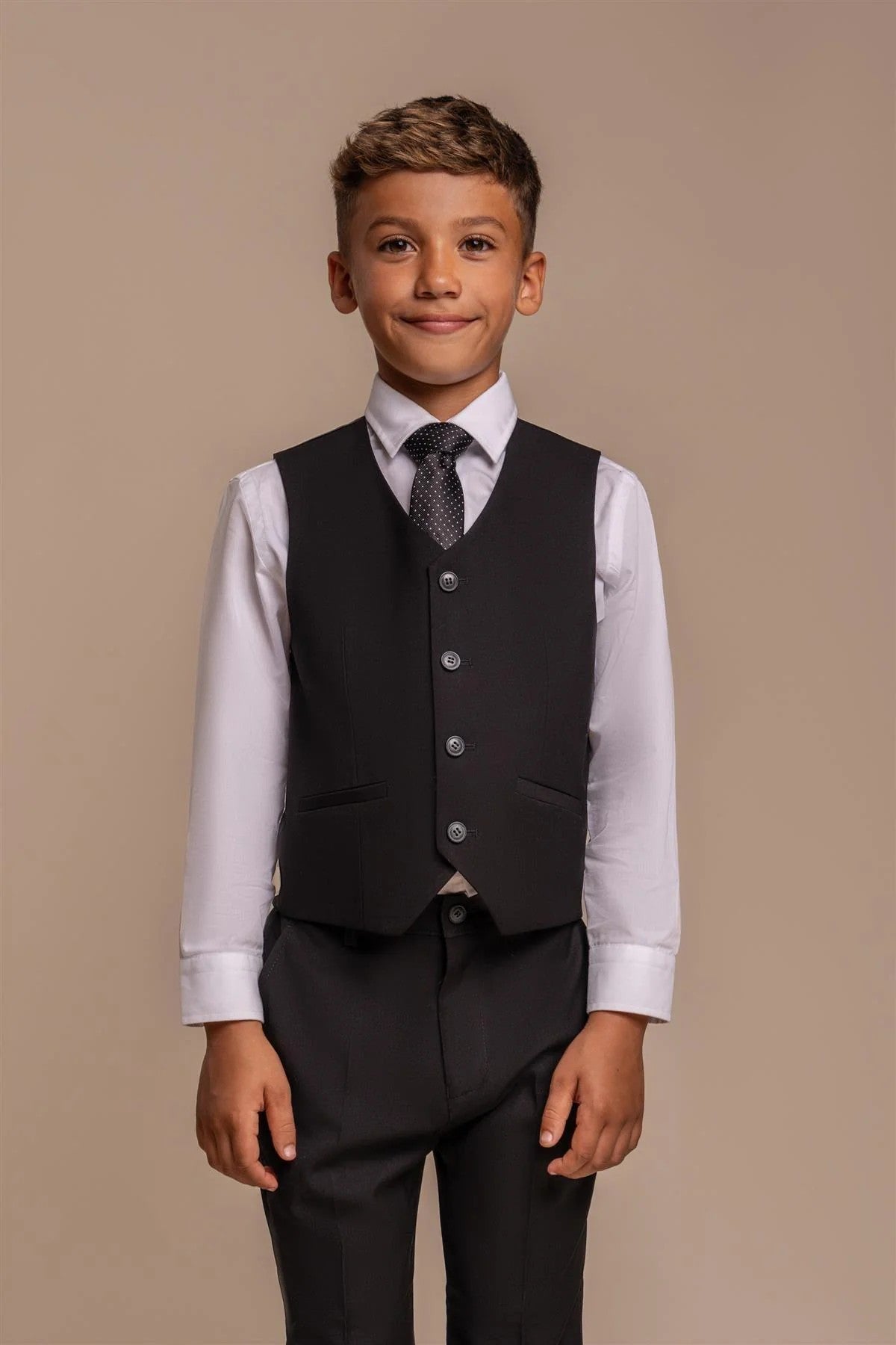 Boys Slim Fit Formal Black Suit - MARCO - Black