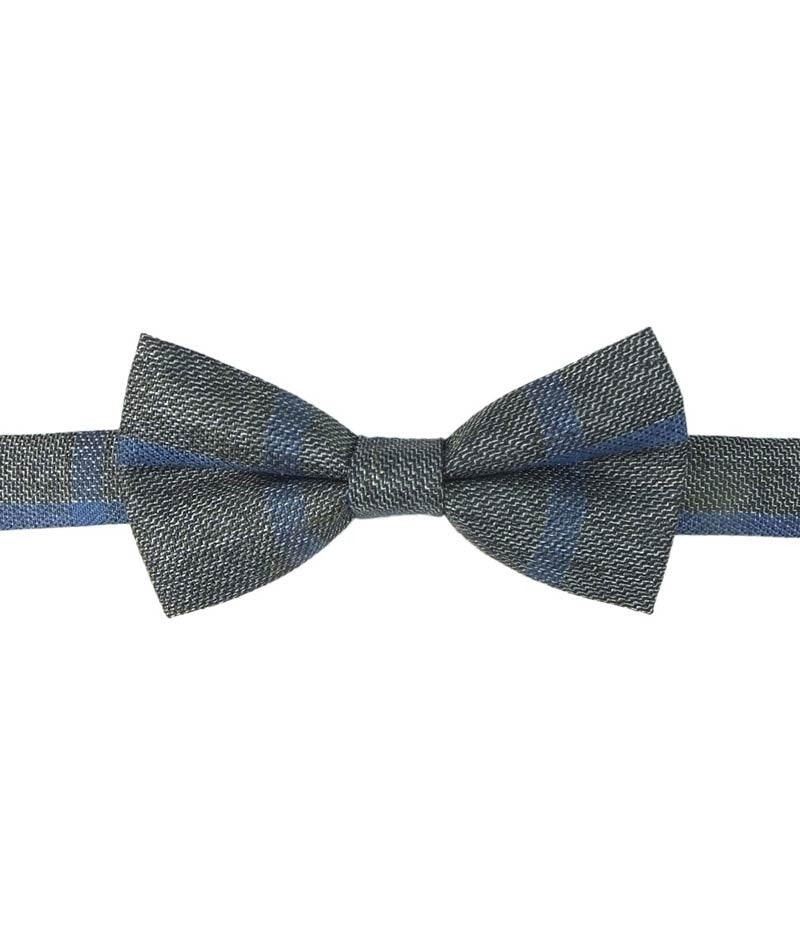 Boys Check Tweed Bow Tie Set - Grey - Blue