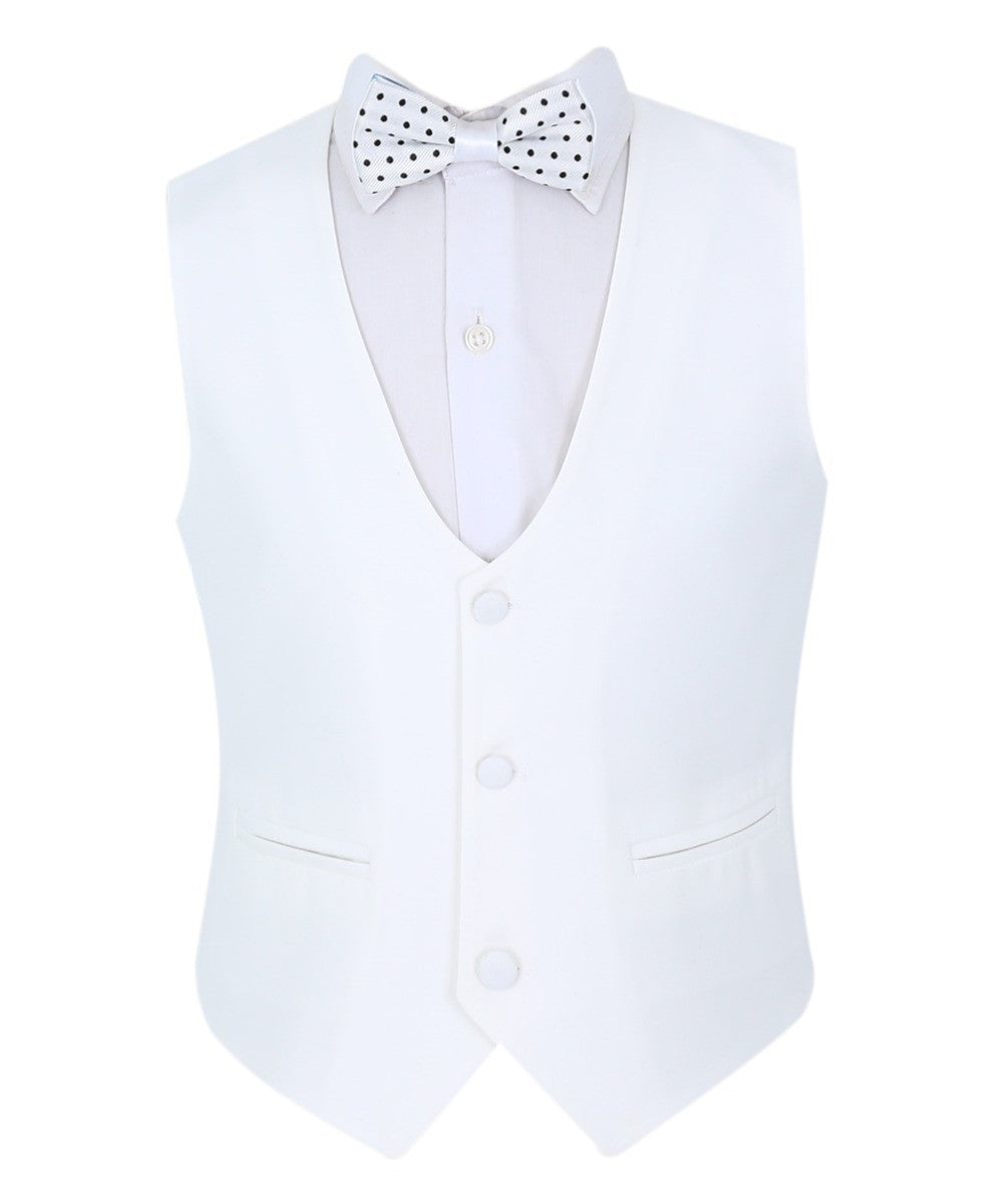 Boy Embroidered Slim Fit Communion Ivory Suit - Ivory