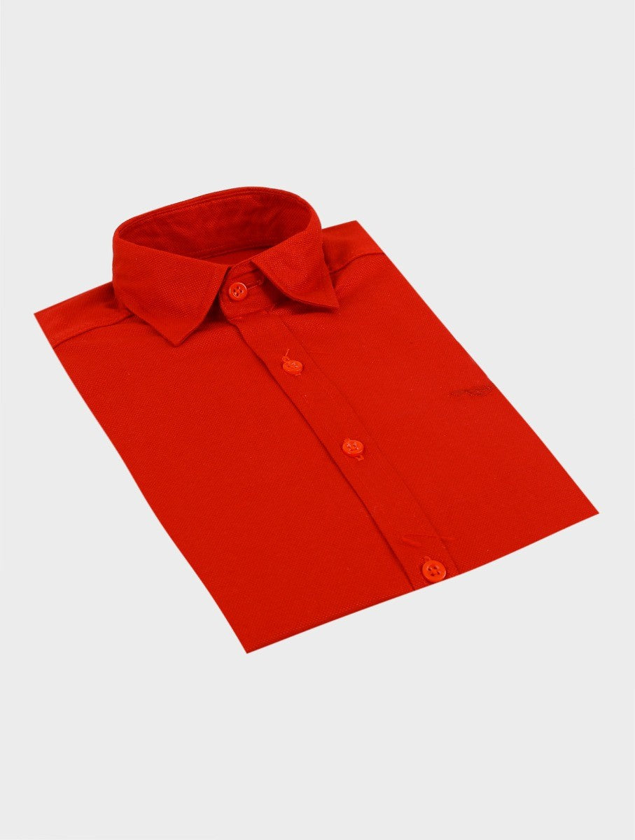 Boys Cotton Slim Fit Oxford Shirt - RYAN - Red