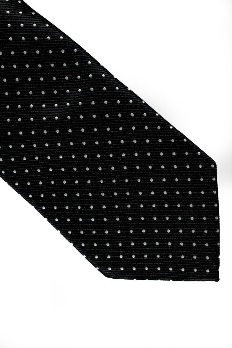 Men's Tie, Hanky & Cufflinks Polka Dot Set - Black