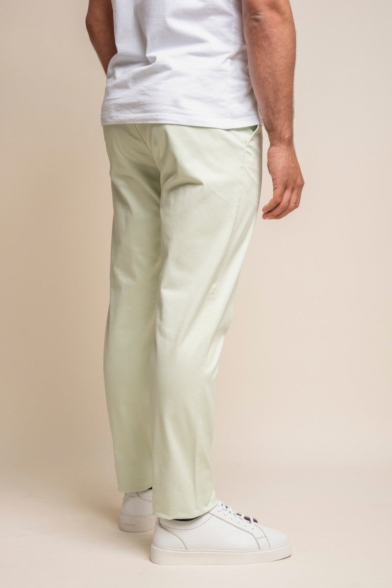 Men's Cotton Chino Trousers - DAKOTA - Sage Creeam