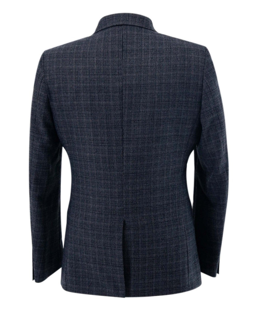 Men's Tweed Check Slim Fit Grey Blazer- COSTELLO - Dark Grey