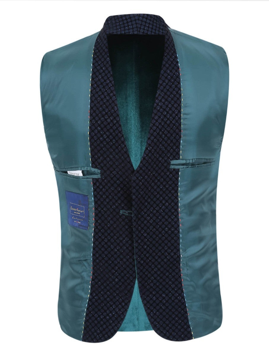 Boys Velvet Slim Fit Tuxedo Dinner Suit - Dark Green