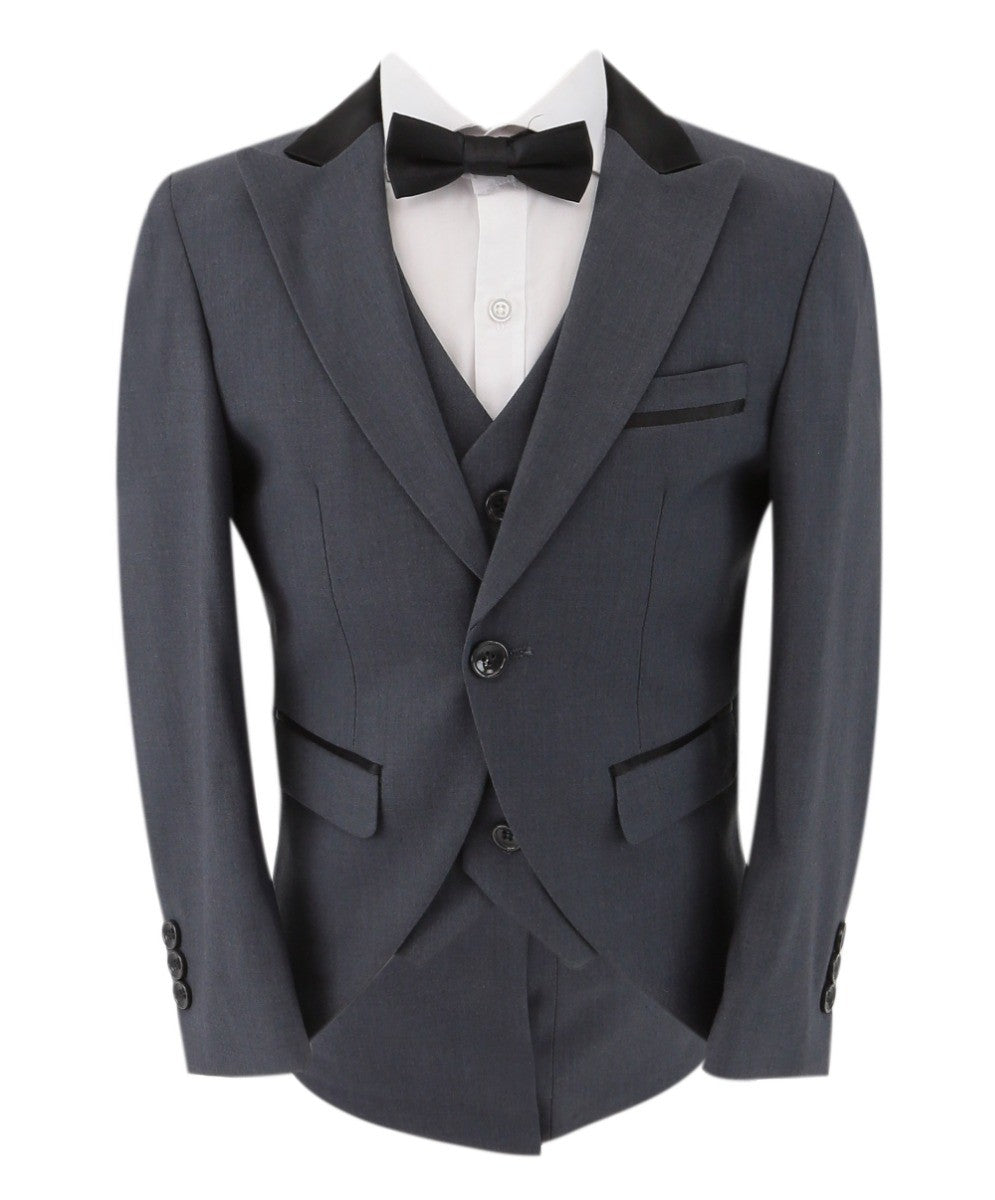 Boys Premium Grey Tail Suit - Grey