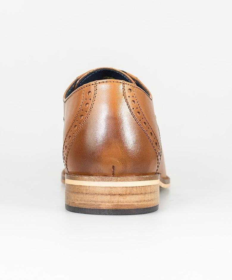 Men's Leather Derby Shoes - JOHN - Tan Brown