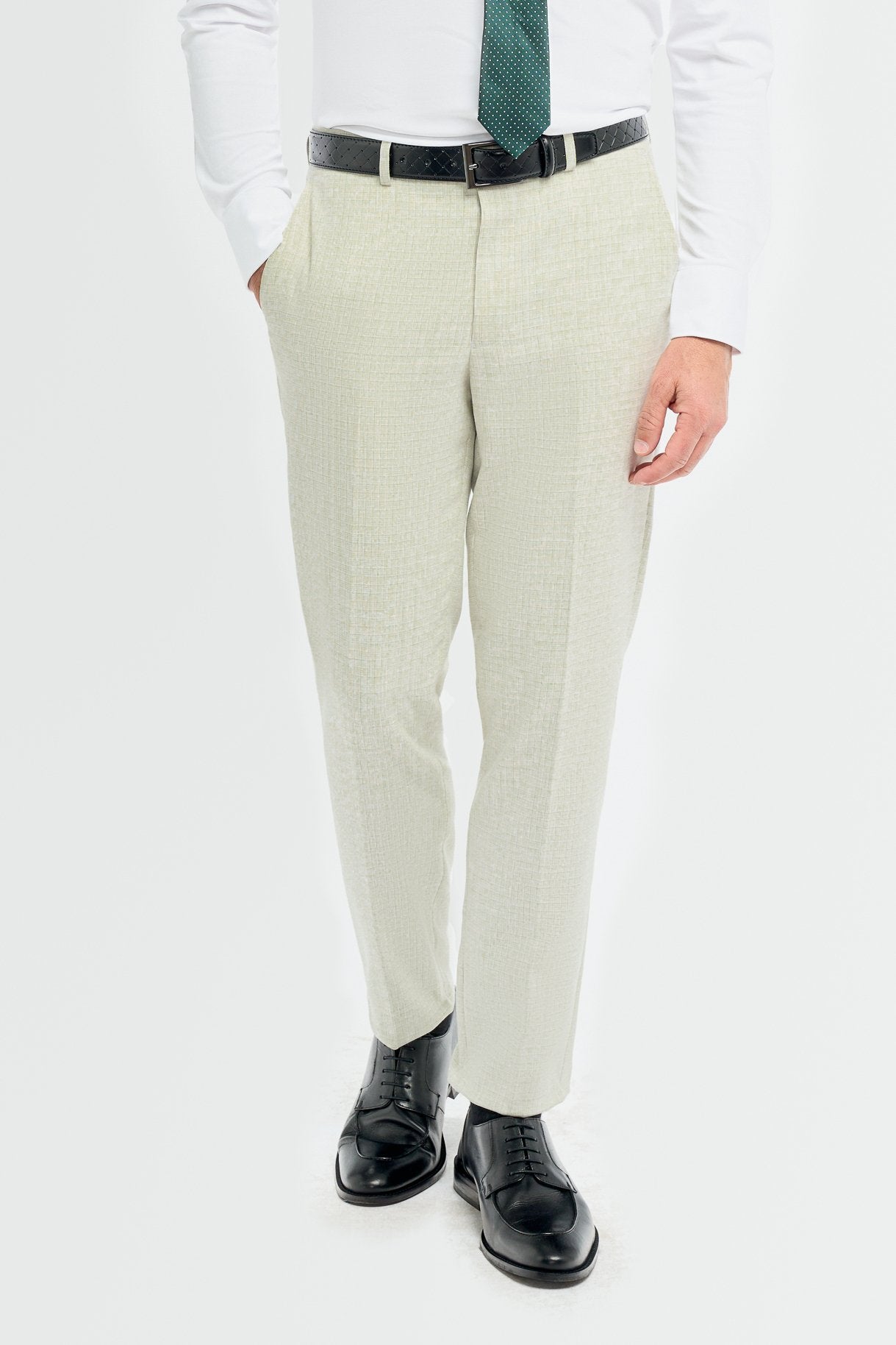 Men’s Slim Fit Textured Formal Trousers - Tropez - Sage Green