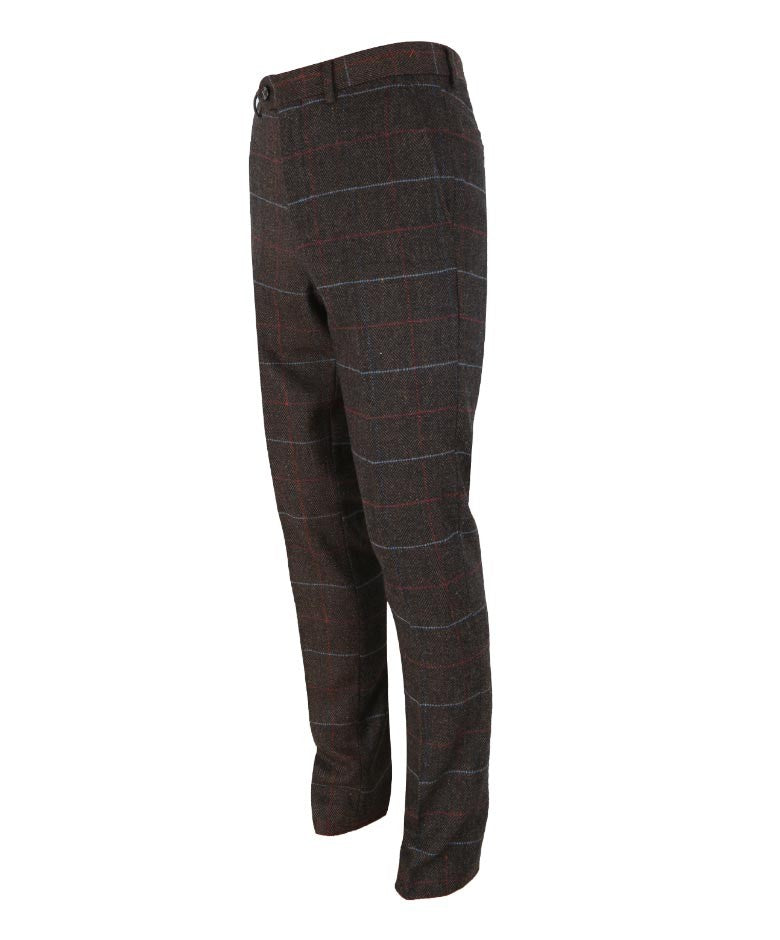 Men's Retro Check Slim Fit Suit - TOMMY Brown - Brown