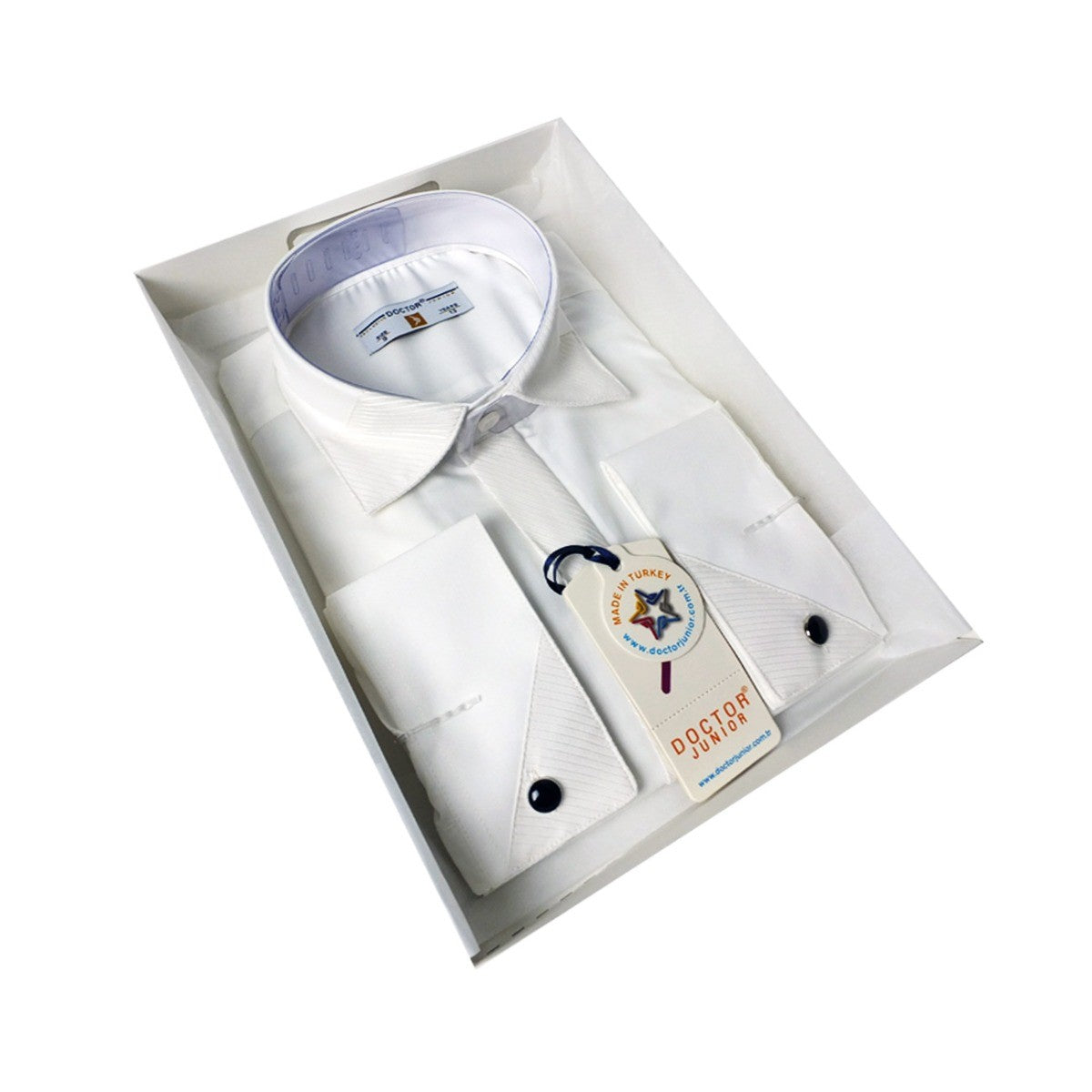 Boys Premium Classic Collar Cufflink Shirt - Ivory