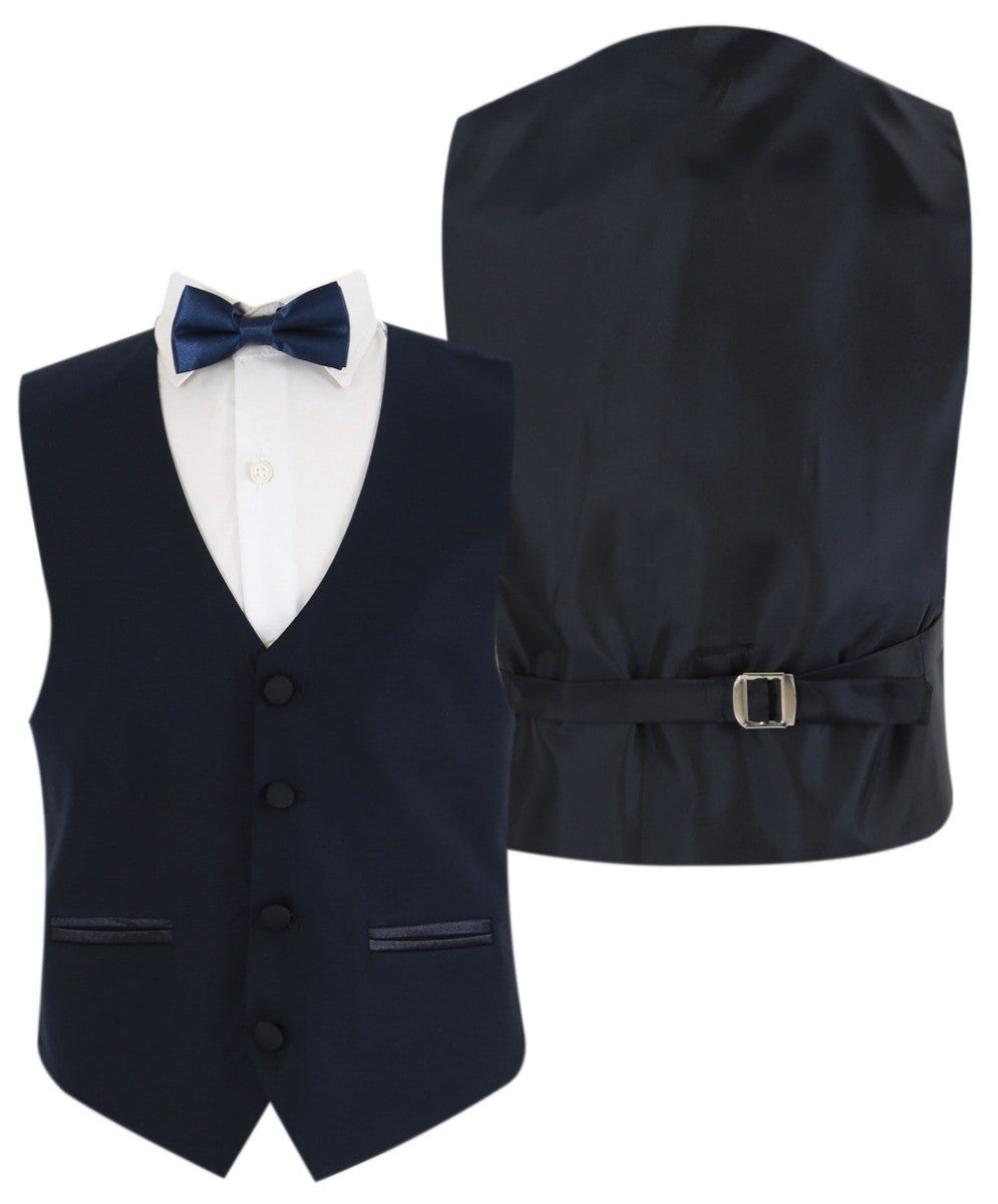 Boys Sheen Lapel Tuxedo Suit - Navy Blue